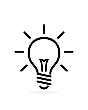 Light bulb outline icon. Vector logo bulb isolated on white background Illustrazione stock