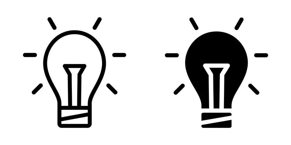Light bulb outline icon. Vector logo bulb isolated on white background. Stock Illustration