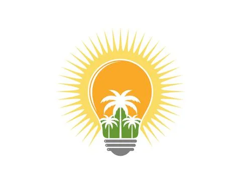 Light bulb with palm tree in the middle Stock Illustration