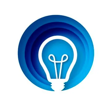 Light bulb in paper craft style. Origami Electric bulb. Bright white color for Stock Illustration