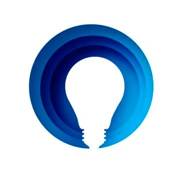 Light bulb in paper craft style. Origami Electric bulb. Bright white color for Stock Illustration