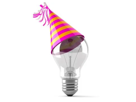 Light bulb with party hat Stock Illustration