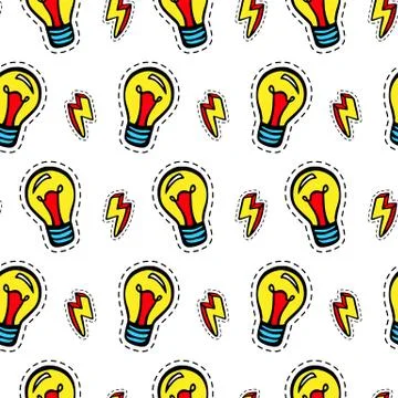 Light bulb patches seamless pattern Illustrazione stock