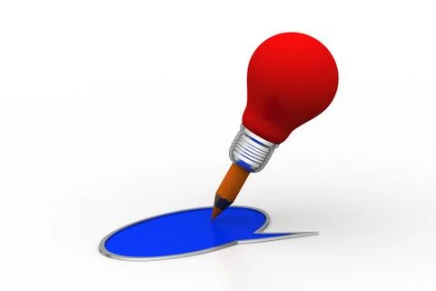 Light bulb pencil with chat bubble Free Stock Illustration