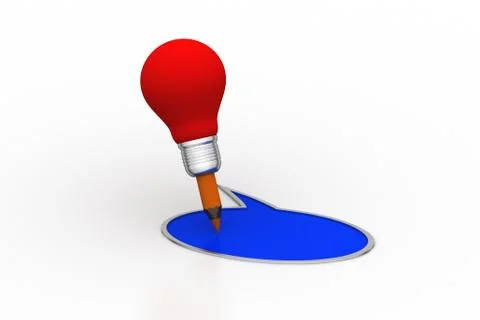Light bulb pencil with chat bubble Free Stock Illustration