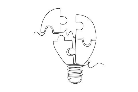 Light bulb with pieces of puzzles forming connecting identity Stock Illustration