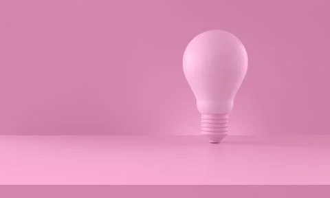 Light bulb on pink background. Creativity and innovation concept. Horizontal Stock Illustration