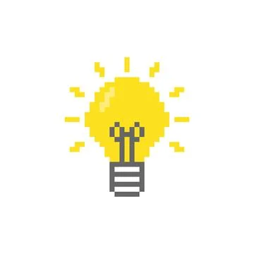 Light bulb pixel icon Stock Illustration