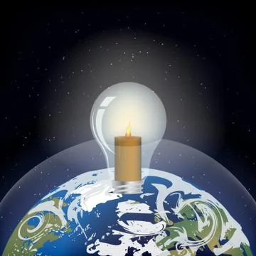 Light bulb in the planet earth Stock Illustration