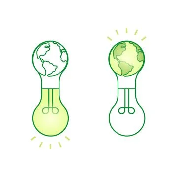 Light bulb with planet earth inside. Stock Illustration