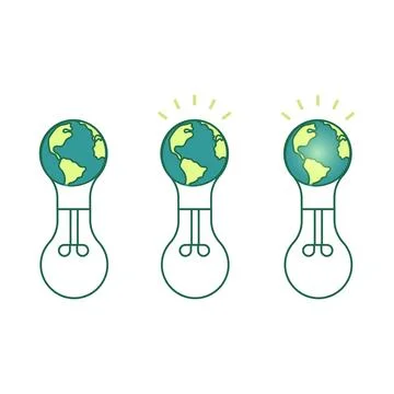 Light bulb with planet earth inside. Earth Day. Stock Illustration