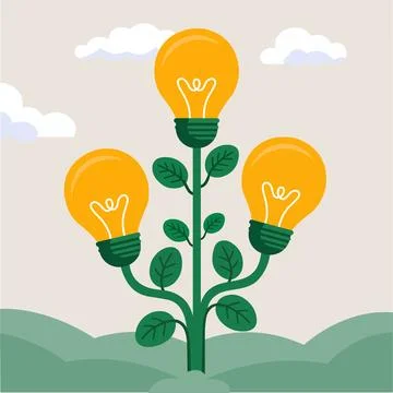 Light Bulb Plant Concept Creative Idea Growth Vector Illustration Stock Illustration