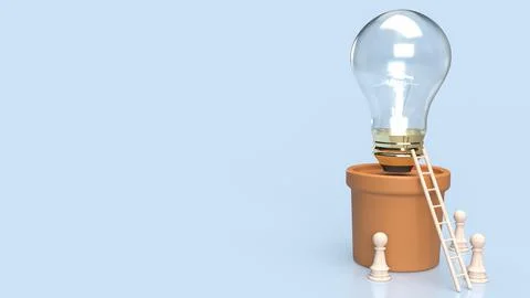 The light bulb in plant for creative or energy concept 3d rendering Stock Illustration