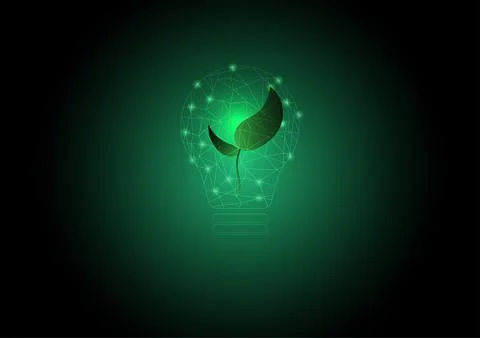Light bulb polygon with glowing plant. Stock Illustration