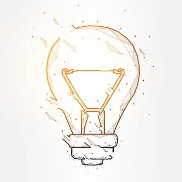 Light bulb polygonal vector illustration isolated on white background. Stock Illustration
