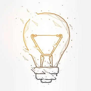 Light bulb polygonal vector illustration isolated on white background. Lig... Stock Photos