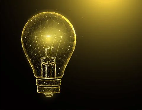 Light bulb polygonal vector illustrations on a blue background. Stock Illustration