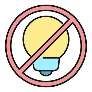 Light bulb with prohibition sign avoiding electricity waste Stock Illustration