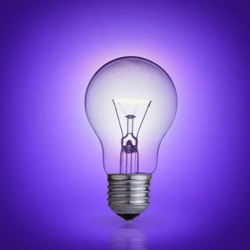 Light bulb purple on background Stock Photos