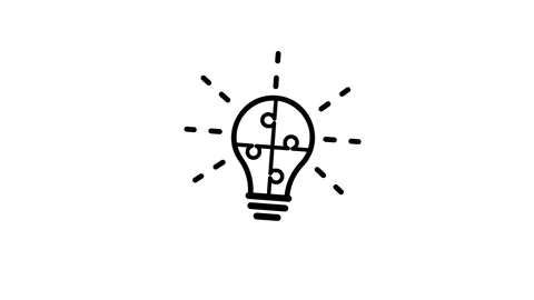 Light bulb puzzle line icon animation isolated on white background Stock Footage 337490609