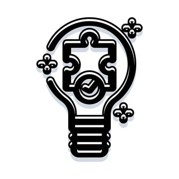 Light bulb with puzzle piece finding solution Stock Illustration
