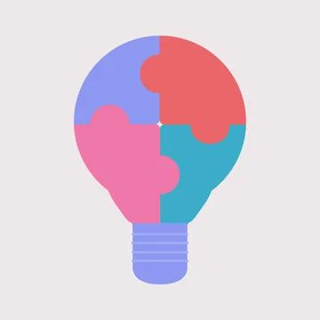 Light bulb with puzzle pieces inside Stock Illustration