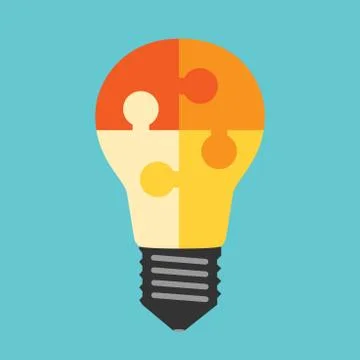 Light bulb of puzzles Stock Illustration