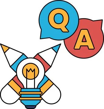 A light bulb with a question mark and an A above it Stock Illustration