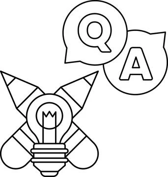 A light bulb with a question mark and an A above it Stock Illustration
