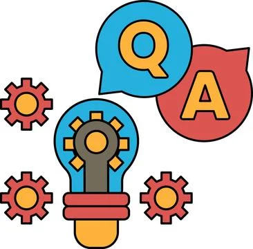 A light bulb with a question mark and an A above it Illustrazione stock
