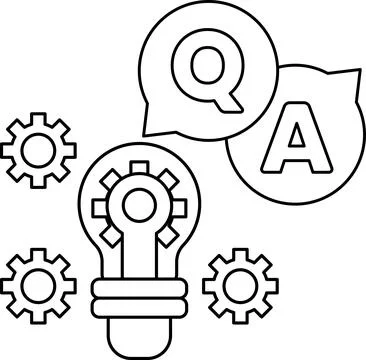 A light bulb with a question mark and an A above it Illustrazione stock