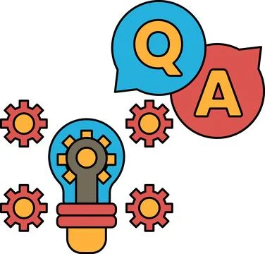 A light bulb with a question mark and an A above it Stock Illustration