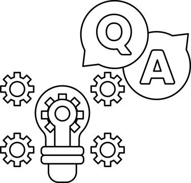 A light bulb with a question mark and an A above it Stock Illustration