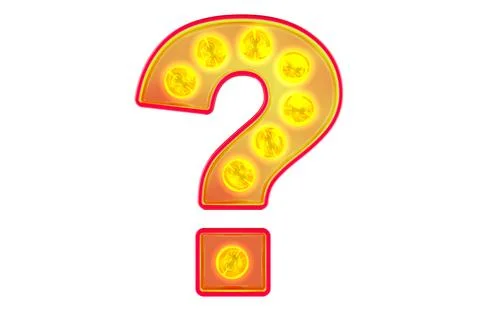 Light bulb question mark, glowing retro font. 3D rendering Stock Illustration