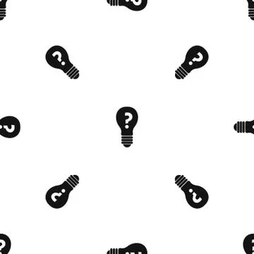 Light bulb with question mark inside pattern seamless black イラスト素材