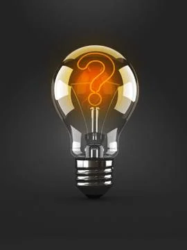 Light bulb with question mark isolated Stock Illustration