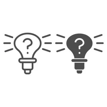Light bulb with question mark line and solid icon. Searching ideas symbol Stock Illustration