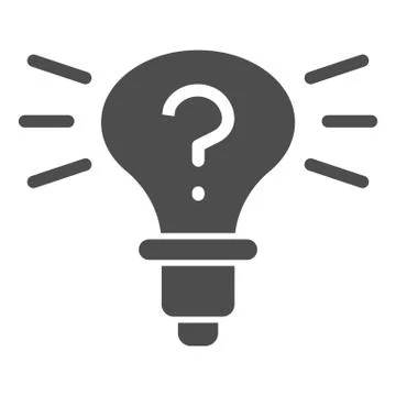 Light bulb with question mark solid icon. Searching ideas symbol, glyph style Stock Illustration