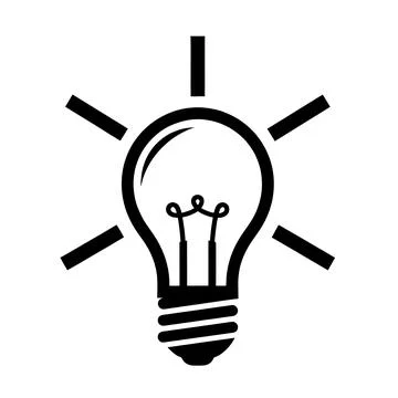 Light bulb with radiating lines on white background Stock-Illustration