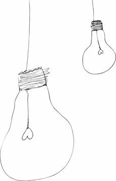 Light bulb with rays shine. Cartoon style. Flat style. Hand drawn style. Dood Illustrazione stock
