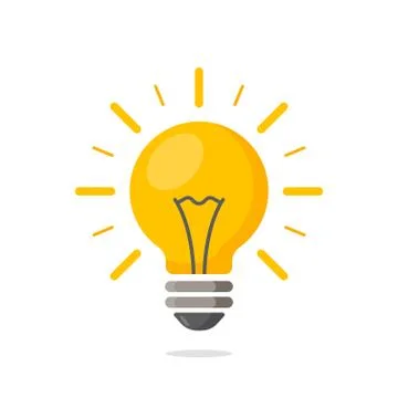 Light bulb with rays shine. Energy and idea symbol. Stock Illustration