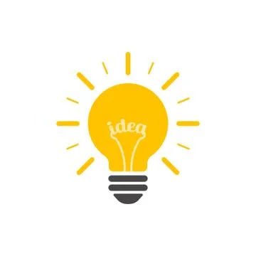 Light bulb with rays shine. Energy and idea symbol. Stock Illustration
