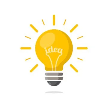 Light bulb with rays shine. Energy and idea symbol. Stock Illustration