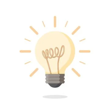 Light bulb with rays shine. Energy and idea symbol. Stock Illustration