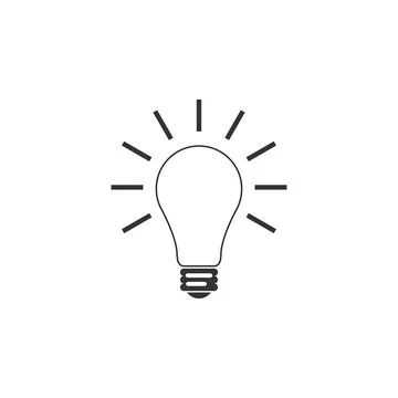 Light bulb with rays shine icon isolated. Energy and idea symbol. Lamp electric Stock Illustration