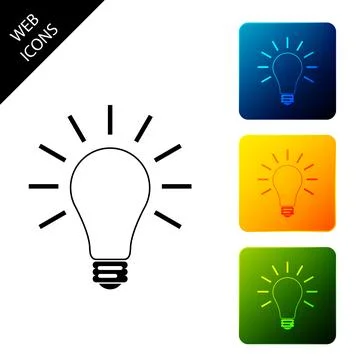 Light bulb with rays shine icon isolated. Energy and idea symbol. Lamp electric Stock Illustration