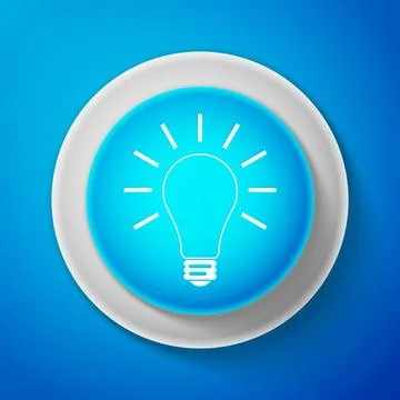 Light bulb with rays shine icon isolated on blue background. Energy and idea 스톡 일러스트