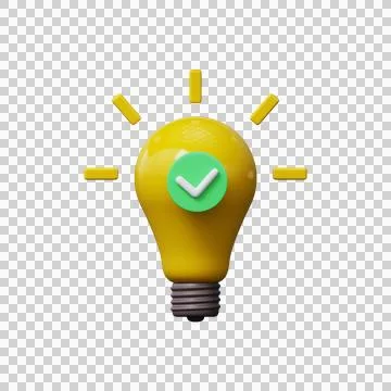 Light bulb with rays shines Idea icon  3d render Stock Illustration