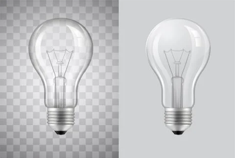 Light bulb realistic vector illustration isolated on transparent background Stock Illustration