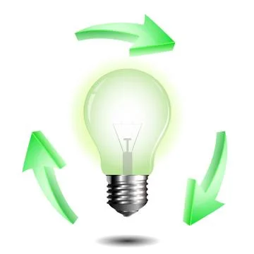 Light Bulb with Recycle Sign Stock Illustration